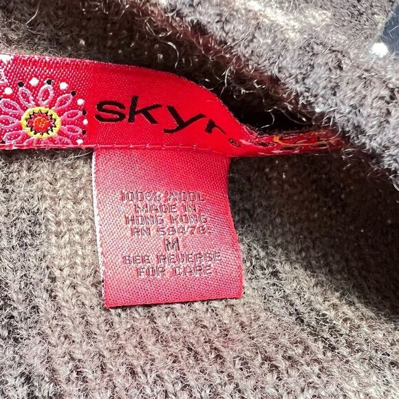 SKYR Norwegian Womens Brown Print wool floral grannycore zip front cardigan M - Picture 5 of 5